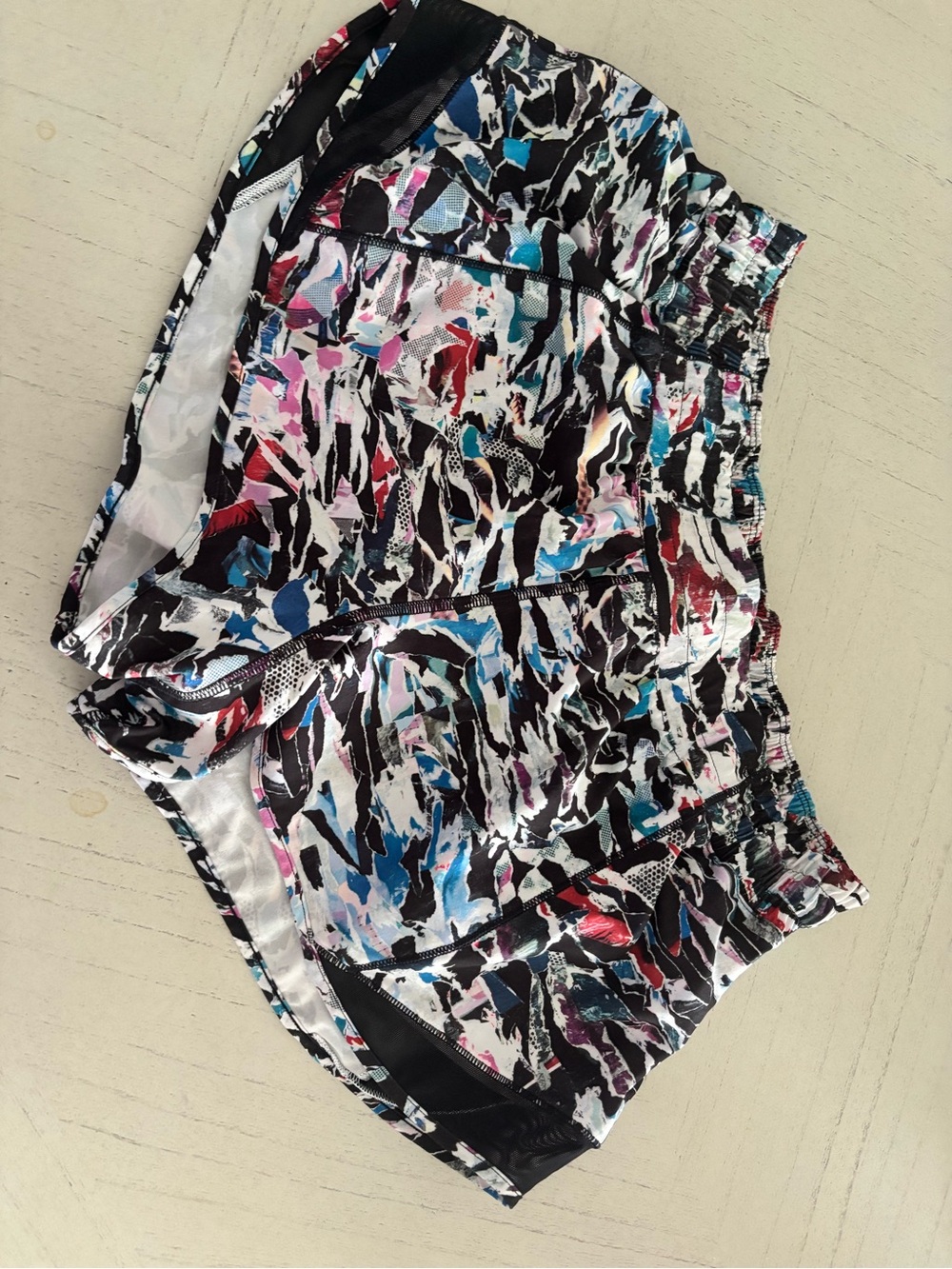 lululemon athletica Black with Multicolor Abstract Print Shorts